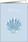 Thank you card with blue fan shell, blank inside card