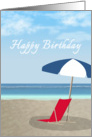 Happy birthday, ocean and sandy beach card