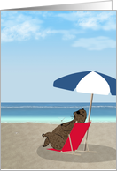 Retirement Congratulations, Groundhog with Martini on the Beach card