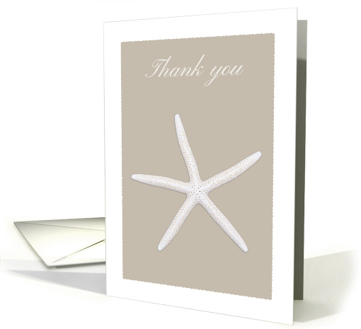 Thank you card with white seastar, blank inside card (974713)