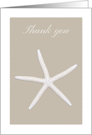 Thank you card with white seastar, blank inside card