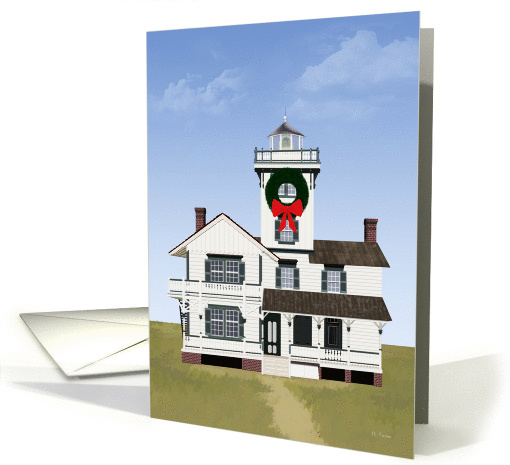 Christmas wreath on lighthouse at Point Fermin, San Pedro, CA card