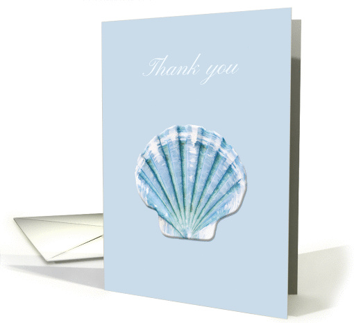Thank you card with blue fan shell, blank inside card (974785)