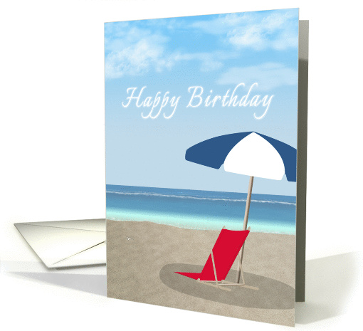 Happy birthday, ocean and sandy beach card (974997)
