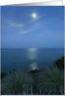 Missing you with moon light on Pacific Ocean card