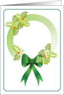 Green holiday wreath. card