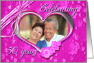 50th Wedding Anniversary photo card on pink background card