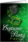 Costume party invitation with green Venetian mask card