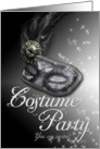 Costume party invitation with grey Venetian mask card