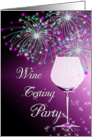 Wine Testing party invitation with glass and fireworks card