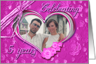 5th Wedding Anniversary photo card on pink background card