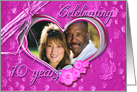 10th Wedding Anniversary photo card on pink background card