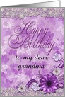 Purple Butterflies and flowers Birthday Card