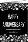 Black and White Happy Anniversary Business Card
