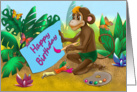 Little monkey paints a Birthday card