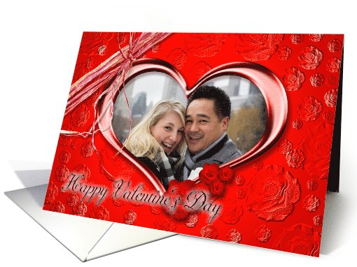 Valentine heart photo card on red background card (1009347)