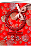 Be My Valentine card with Venus female symbol card