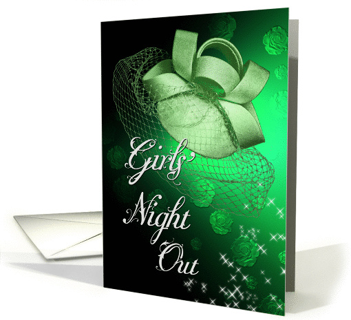 Bachelorette Party Invitation card with green hat and veil card