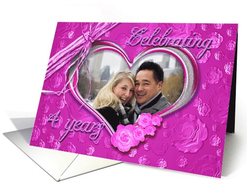 4th Wedding Anniversary photo card on pink background card (1011641)