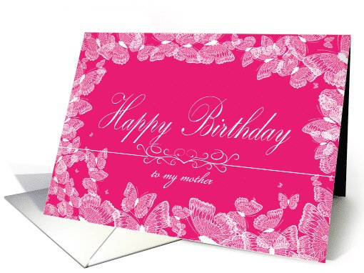 Flying Butterflies Pink Birthday card for mother card (1014599)