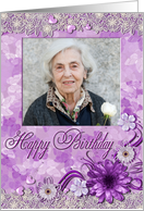 Purple Butterflies and flowers Birthday Card for grandma card