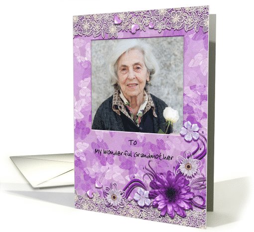 Purple Butterflies and flowers Grandparents Day card (1014769)