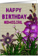 Digital cross stitch Birthday card for homegirl card