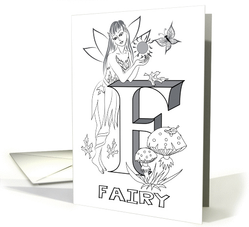 Enchanted Fairy Alphabet F letter Collection Coloring card (1070789)