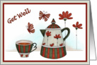 Country style cup and pot - Get Well Card