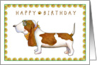 Happy Birthday Basset Hound dog - Card
