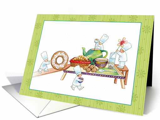 Tiny Chefs Arranging Food on A Tray  Get Well card (977969)