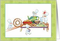 Tiny Chefs Arranging Food on A Tray  Get Well Card