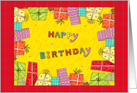 Happy Birthday Gift Boxes Frame - birthday Card
