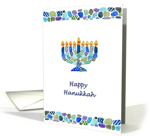 Hanukkah Mosaic Style Menorah  Happy Hanukkah card (980879)