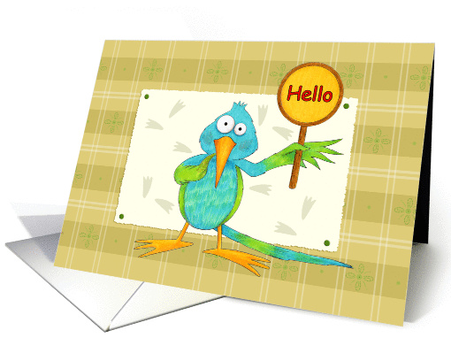 Hummingbird Holding Hello Sign - Hello card (980897)