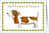 Happy Birthday Basset Hound dog - Card