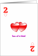 Two of Hearts Two of a Kind Valentine card