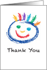 Thank You Happy Colorful Face rendered in Chalk or Crayon card