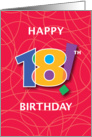 18th Birthday, Bright Bold Numbers with String Background card