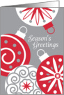 Seasons Greetings Ornaments decorated with swirls, stars and dots card