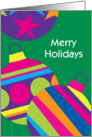 Merry Holidays Ornaments covered with Stars, Stripes and Dots card