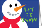 Snowman With Red Scarf On Blue Background card