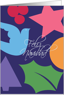 Merry Christmas Spanish Holiday Graphic Shaped Icons card