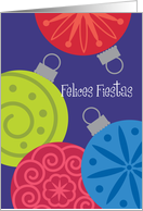 Felices Fiestas- Happy Holidays Spanish Ornate Ornaments with Swirls card
