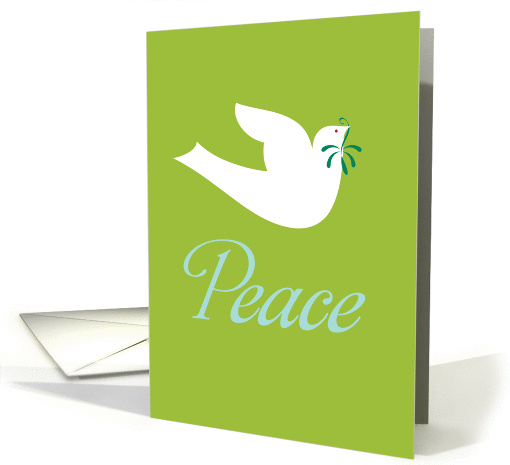 White Peace Dove With Olive Branch On Green Background card (979515)