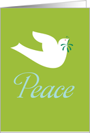 White Peace Dove With Olive Branch On Green Background card