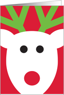 Bold Graphic Reindeer Head With Green Antlers on Red card