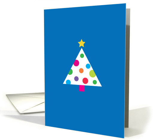 Christmas Tree With Star Shape And Bright Colored Ornaments card