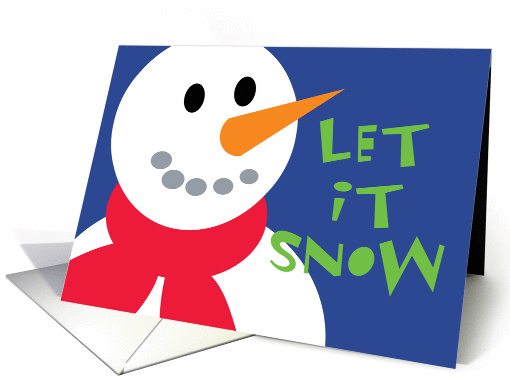 Snowman With Red Scarf On Blue Background card (979527)