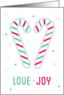 Love and Joy - Candy Cane Heart Holiday Card